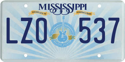 MS license plate LZO537