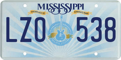 MS license plate LZO538