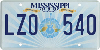 MS license plate LZO540