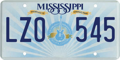 MS license plate LZO545