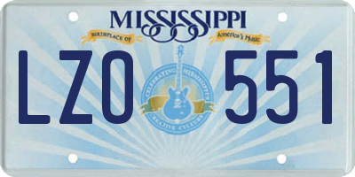 MS license plate LZO551
