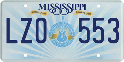 MS license plate LZO553