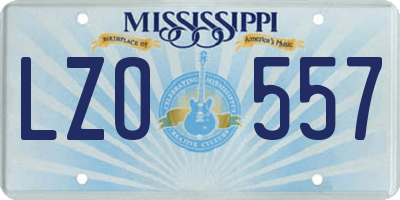 MS license plate LZO557