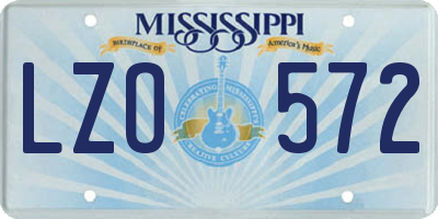 MS license plate LZO572