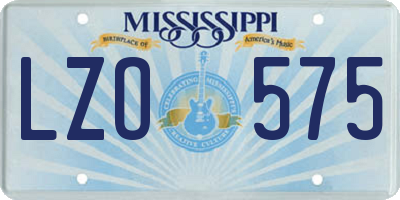 MS license plate LZO575