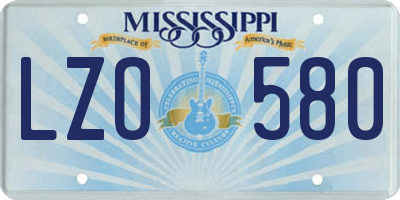 MS license plate LZO580