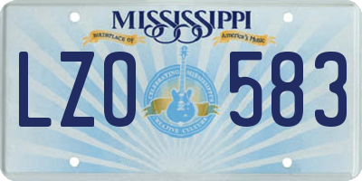 MS license plate LZO583