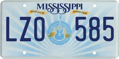 MS license plate LZO585