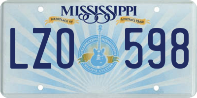 MS license plate LZO598