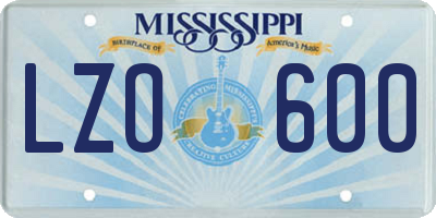 MS license plate LZO600