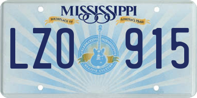 MS license plate LZO915