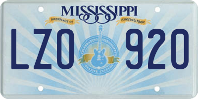MS license plate LZO920