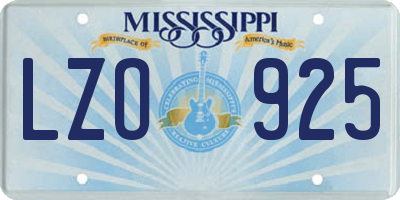 MS license plate LZO925