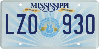 MS license plate LZO930