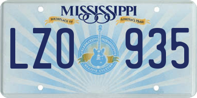 MS license plate LZO935