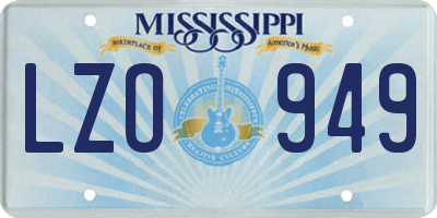 MS license plate LZO949