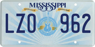 MS license plate LZO962