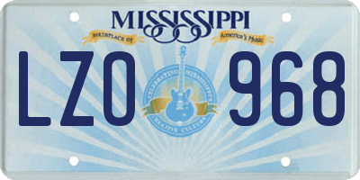 MS license plate LZO968