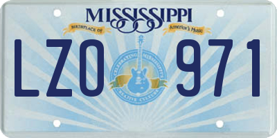 MS license plate LZO971