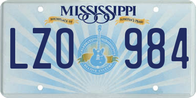 MS license plate LZO984