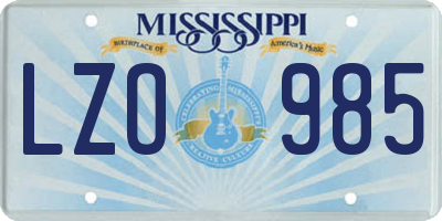 MS license plate LZO985