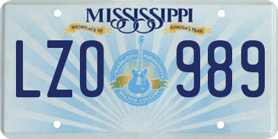 MS license plate LZO989