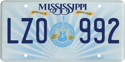 MS license plate LZO992