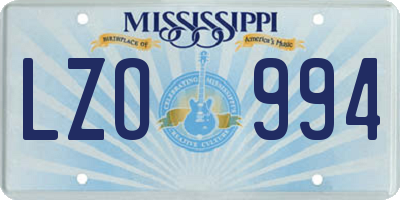MS license plate LZO994