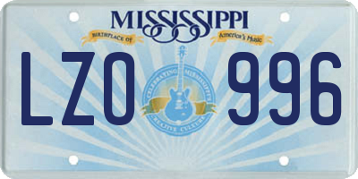 MS license plate LZO996