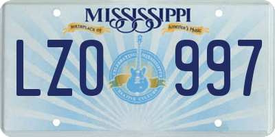 MS license plate LZO997