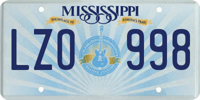 MS license plate LZO998