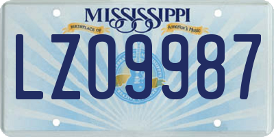 MS license plate LZO9987