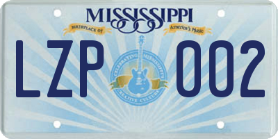 MS license plate LZP002