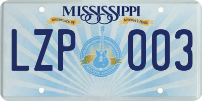 MS license plate LZP003