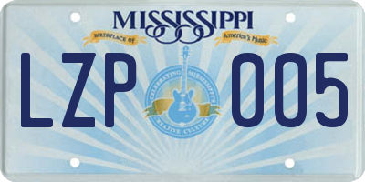 MS license plate LZP005