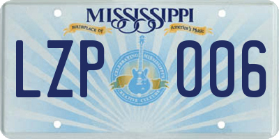 MS license plate LZP006