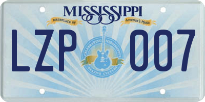 MS license plate LZP007