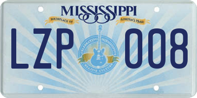 MS license plate LZP008