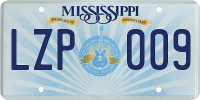MS license plate LZP009