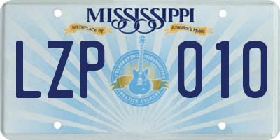 MS license plate LZP010