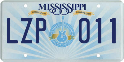 MS license plate LZP011