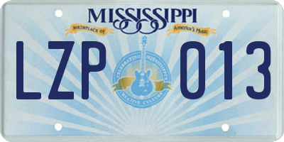 MS license plate LZP013