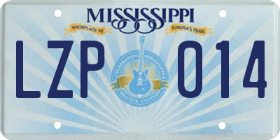 MS license plate LZP014