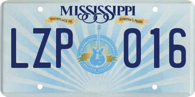 MS license plate LZP016