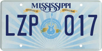 MS license plate LZP017