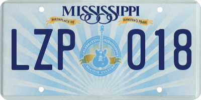 MS license plate LZP018