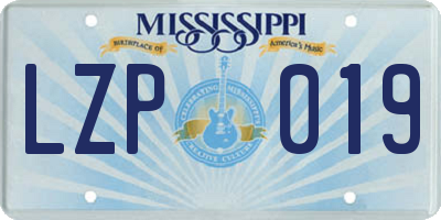 MS license plate LZP019