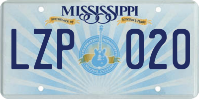 MS license plate LZP020