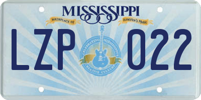 MS license plate LZP022