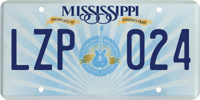 MS license plate LZP024